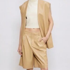 Zara 2 pc faux leather set Sleeveless Blazer and Shorts size xs